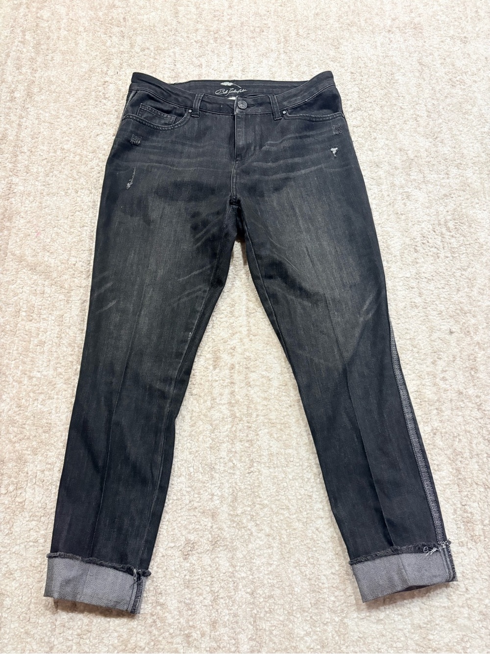 Black Distressed Women's Cropped Jeans by Bob Timberlake